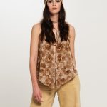 FLOS TOP + STOLA MULTIFUNZIONE ROSES BROWN PRINT