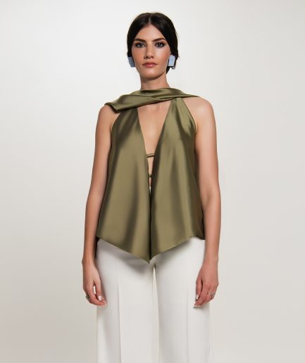 CALLA TOP + STOLA MULTIFUNZIONE GREEN